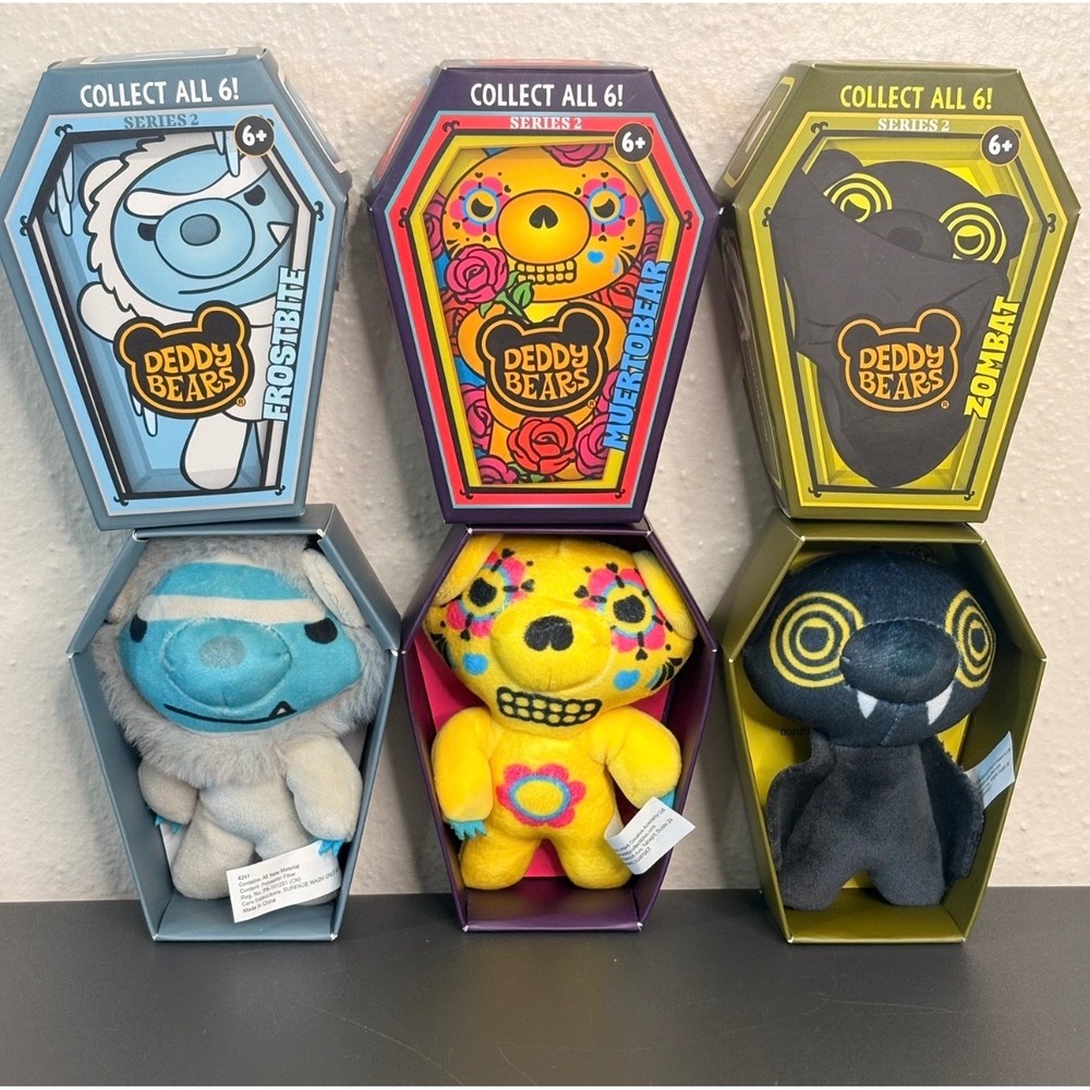 Deddy Bears Plush Unisex‎ 5in Multicolor Excellent Series 2 Coffin 3pc Bundle